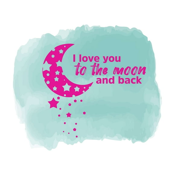 Autocollant Mural Citation Je t'Aime jusqu'à la Lune & Retour Belle Lune pour Décoration de Chambre d'Enfant Autocollants Vinyl pour Maison Murs Chambres Fenêtres Taille (28x28 Pouces)