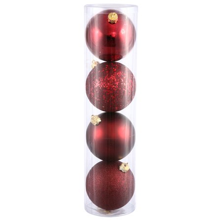 Vickerman 12" Wine 4-Finish Ball Ornament, 4 per Bag