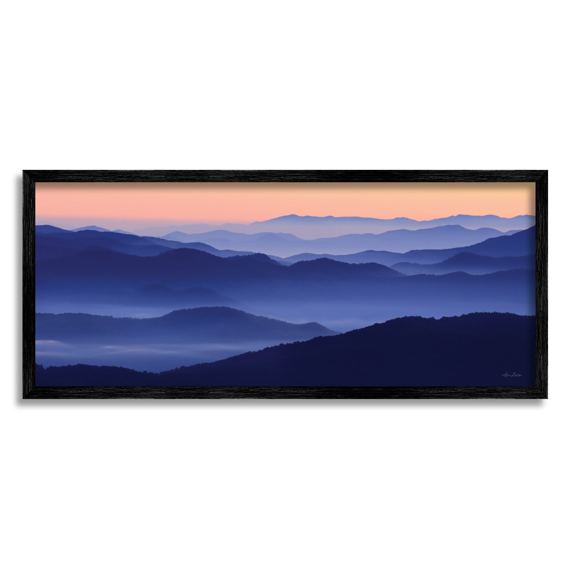Stupell Industries Layered Blue Mountain Peaks Modern Nature Scenery Photograph Black Framed Art Print Wall Art, Design by Lori Deiter