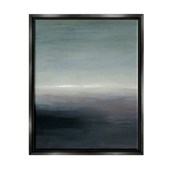 Stupell Industries Dark Abstract Landscape Horizon Painting Jet Black Floating Framed Canvas Print Wall Art, Design by Grace Popp