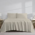 thumbnail image 3 of Color Sense 4-Piece 100% Cotton Percale Bed Sheet Set, Cool & Crisp Bedding, Queen, Beige, 3 of 12