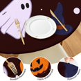 thumbnail image 4 of Spooky Elastic Hem Round Tablecloth - 52 Inch Halloween Themed Table Cover for Kitchen Dining Party, Durable Polyester Material, 4 of 6