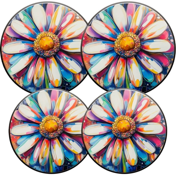 Electric Stove Burner Covers,4 Pcs Round Gas Burner Cover,8 and 10 Inch,Abstract Daisy in Splash of Vivid Colors