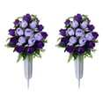 thumbnail image 5 of Ovzne Peacock Roses Artificial Flower Bouquet for Cemetery Holiday Memorial Decoration, 5 of 6