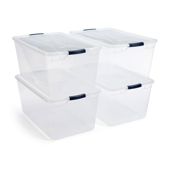 Open Box Rubbermaid Cleverstore 95 Quart Latching Plastic Storage & Lid, 4 Pack