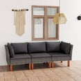thumbnail image 2 of Garden Sofa Casafoyer 3-Seater Gray Poly Rattan w/ Cushions, 2 of 5