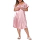 thumbnail image 2 of Agnes Orinda Ropa de Dormir de Seda Satinada Plisada de Talla Grande para Mujeres del Día de la Madre 1X Rosa, 2 of 6