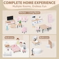 thumbnail image 3 of Juego de muebles para casa de muñecas Pithfor Wooden con 7 habitaciones y 3 muñecas, 3 of 7