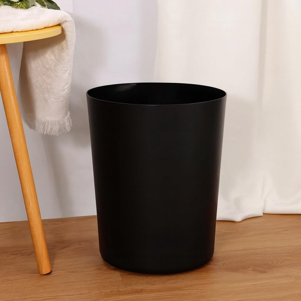 5 Gallon Plastic Bathroom Trash Can, Matte Black Garbage Bin Without Lid for Home Office Bedroom Kitchen
