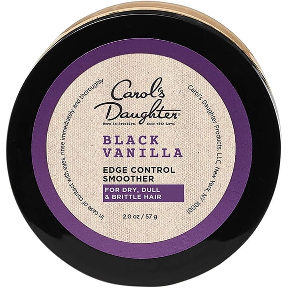 Carol's Daughter Black Vanilla Edge Control para cabello rizado, ondulado o natural, borde transparente más suave para cabello seco, opaco o quebradizo, 2 oz