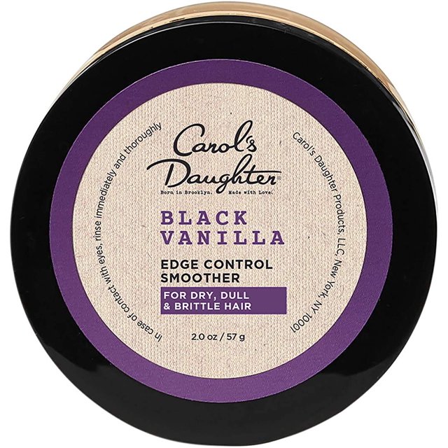 Carol's Daughter Black Vanilla Edge Control para cabello rizado, ondulado o natural, borde transparente más suave para cabello seco, opaco o quebradizo, 2 oz