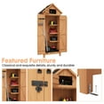 thumbnail image 4 of BouPower 63"/70" Waterproof Wooden Outdoor Storage Shed – Vertical Garden Cabinet with 3 Shelves, Lockable Door & Roof Storage, Space-Saving Design for Patio, Yard, or Lawn, 4 of 8