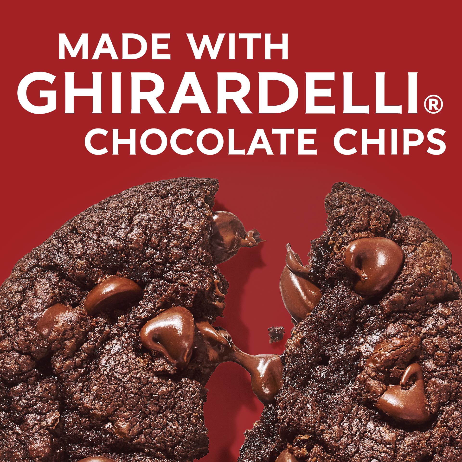 GHIRARDELLI Premium Refrigerated Chocolate Chip Brownie Cookie Dough, 12 oz Package, 12 Cookies