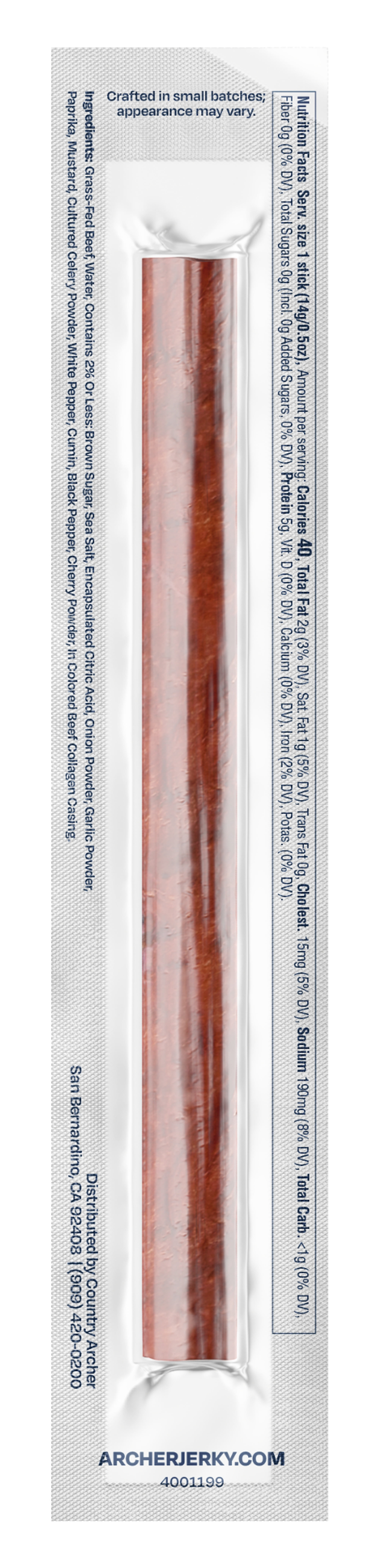 Archer Sweet BBQ Beef Mini Jerky Sticks, 0.5 oz, 8 Count