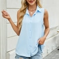 thumbnail image 2 of Womens Tank Tops 2025 Loose Fit Casual V Neck Shirts Flowy Sleeveless Summer Tops Sky Blue S, 2 of 7