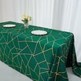 thumbnail image 4 of BalsaCircle 90" x 156" Hunter Green Gold Metallic Geometric Design Polyester Rectangle Tablecloth, 4 of 8