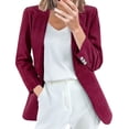 thumbnail image 1 of Gibobby Blazer de mujer casual Chaquetas blazer largo para mujer estilo casual para negocios para trabajo profesional oficina bolsillos con solapa(Vino,G), 1 of 5