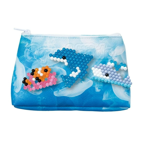 Pochette de décoration Aquabeads, kit complet de perles d'art et d'artisanat pour enfants avec sac à main bricolage - Thème de la vie marine bleue pétillante