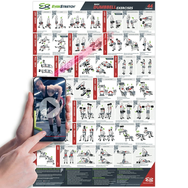 EverStretch Dumbbell Workout Poster for Home Gym 23