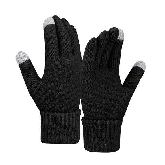 MIASHUI Cute Winter Knit Touchscreen Gloves, Warm Gloves for Cycling, Driving, Cold Weather Protection for Men and Women Black