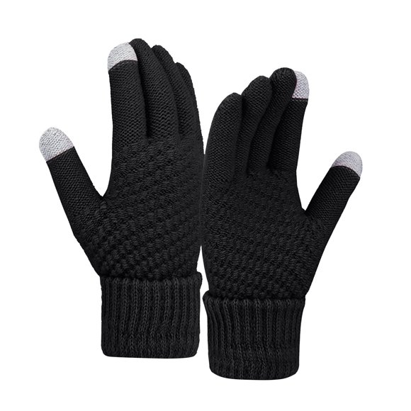 Women Winter Wool Warm Gloves Solid Color Fleece Knitted Cold Proof Gloves