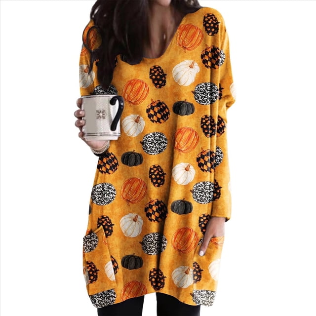 Camisones Naranjas de Halloween con Diseño de Murciélagos para Mujer, de Larga, Suaves, para Estar en Casa. Flor N.° 8 L