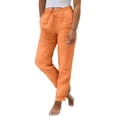 thumbnail image 2 of Conairie Womens Linen Pants Straight Leg Elastic Waisted Lounge Palazzo Trousers With Drawstring Vacation Beach Pants Outfits With Pockets RD3 XXL, 2 of 4