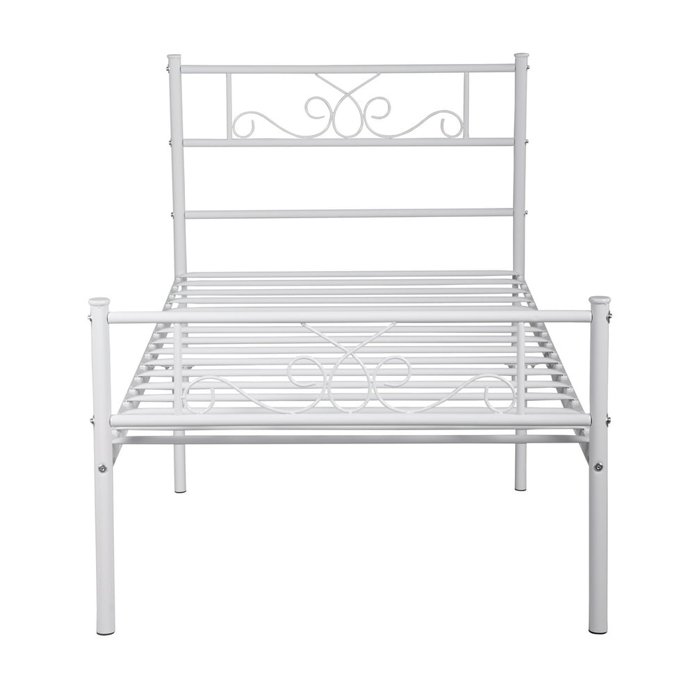 Easy Setup Premium Metal Bed Frame Platform Box Spring with Headboard