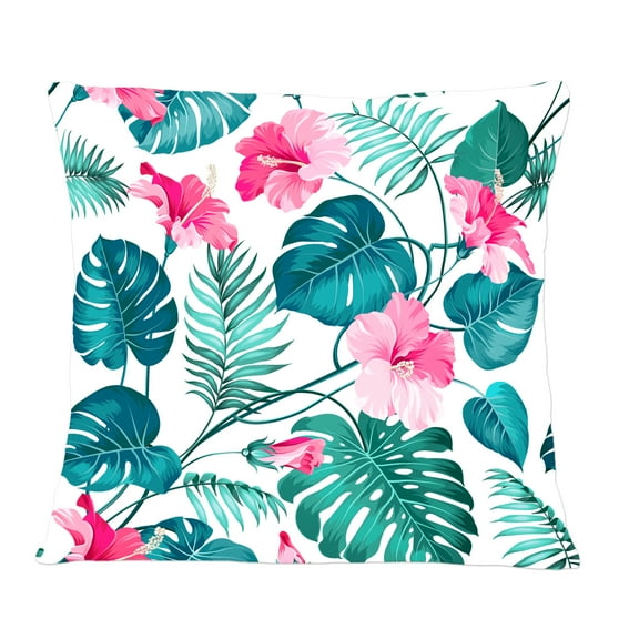 Designart Tropical Botanicals And Flowers' Mid-Century Modern Throw Pillow - 12x20