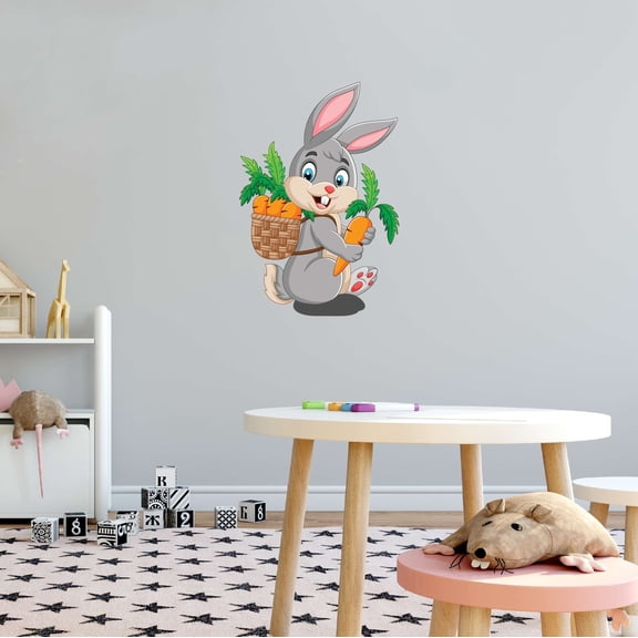 Cartoon Characters Bunny Rabbits Bunny Carrots Basket BE KIND Garden Farm Chicken Cow Horse Farmer Ranch Egg Fox Hen House Pig Sheep Decorating Ideas Wall Decal Sticker - Size: 28 In X 40 In