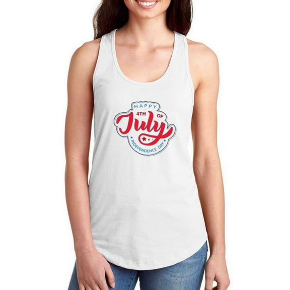 Happy Fourth Of July Logo Racerback Tank Women -Image by Shutterstock, Female Large