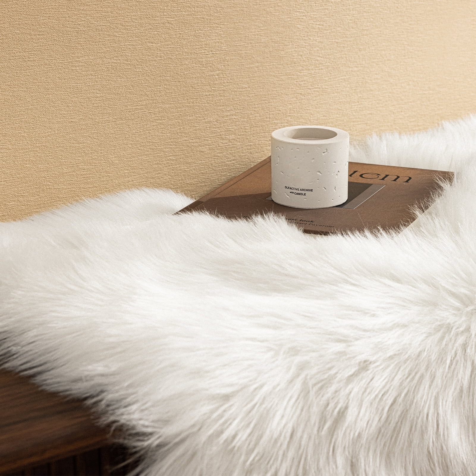 Phantoscope Faux Fur Area Rug, Fluffy White Shag Carpet, Ultra Soft Machine Washable Indoor Area Rug, 3' x 5', for Living Room, Bedroom, Nursery & Kids Room