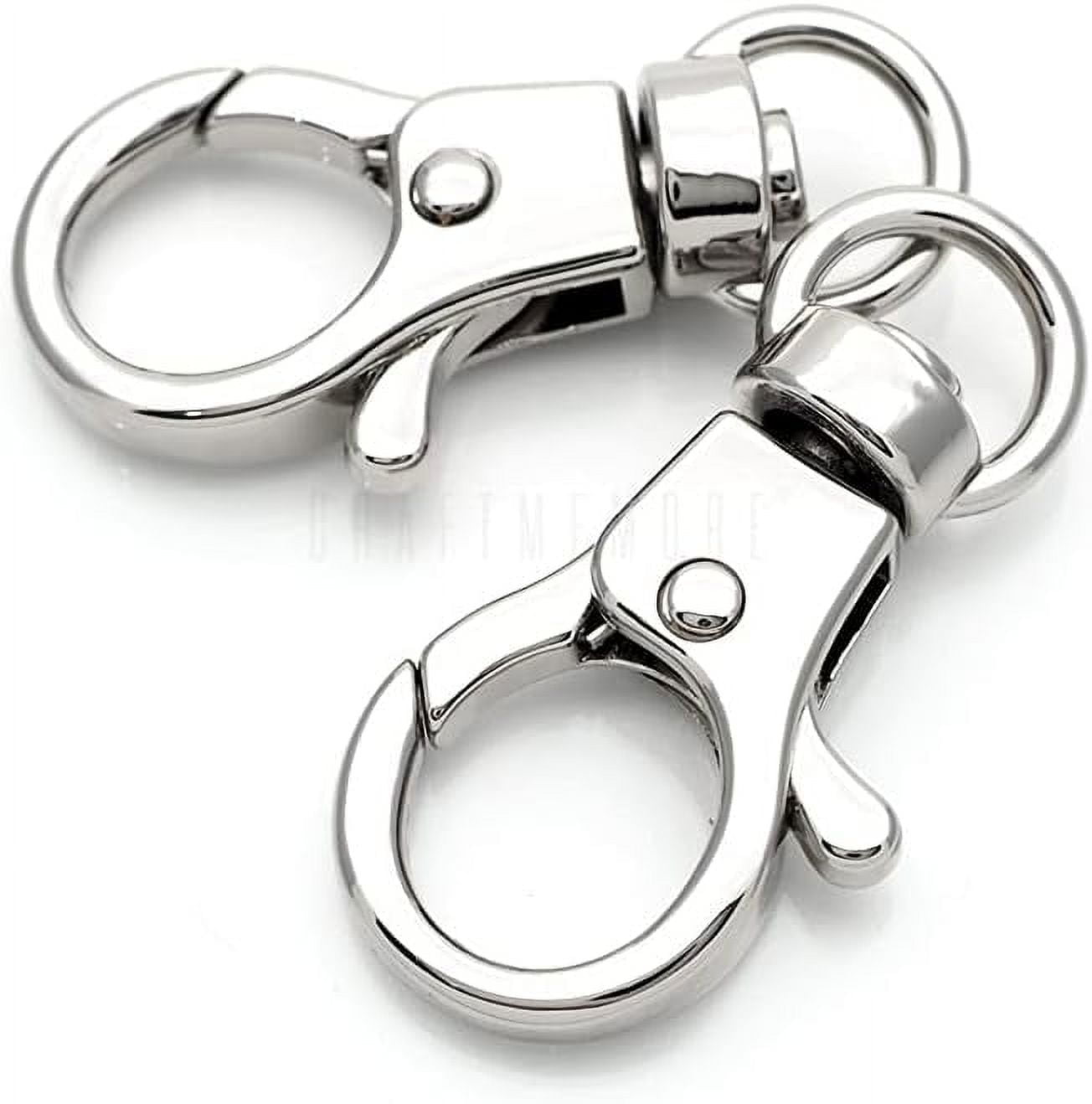5-Pack White Key Chain Rings With Swivel Clasps - Metal Snap Hooks For Keys & Crafts