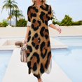 thumbnail image 3 of Leopard Textured Background Pattern Shirt Dress Long Sleeve Street Fashion V Neck Oversized Casual Dress Women Evening Dress, 3 of 7