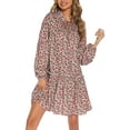 thumbnail image 1 of VISgogo Vestido de primavera para mujer, vestido de manga larga con estampado floral/leopardo con cuello en V, trajes sueltos hasta la rodilla para mujer VISgogo moda, 1 of 9
