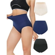 Women's Seamless Stretch Tummy Control Shapewear Panties 3 Pack ,Ladies Nylon High Waisted Brief Underwear