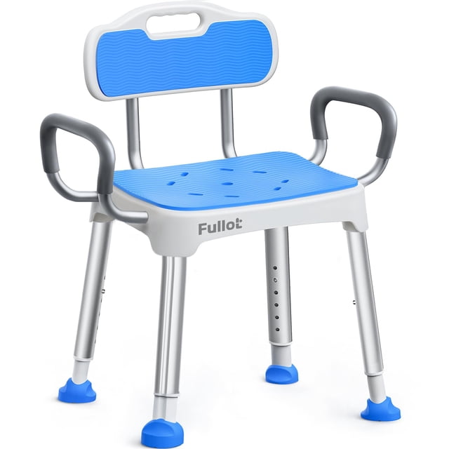 Silla de ducha FULLOT ensanchada con respaldo y brazos acolchados, 400 libras