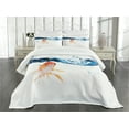 thumbnail image 3 of Ambesonne Fish Quilted Bedspread Set 2 Pcs, Goldfish Swimming in Water, Twin Size, Blue Orange, 3 of 5