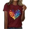 thumbnail image 2 of ZQUUVOU Womens T-Shirts Printed Floral Crew Neck Short Sleeved Tops(Burgundy,3XL), 2 of 4