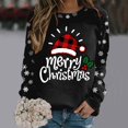 thumbnail image 2 of Gibobby Sudadera de Navidad para mujer Sudadera para mujer Moda Navidad Estampado Cuello redondo Ajuste Tops Casual Manga larga Camisas de entrenamiento Blusa suelta(Negro,XG), 2 of 5