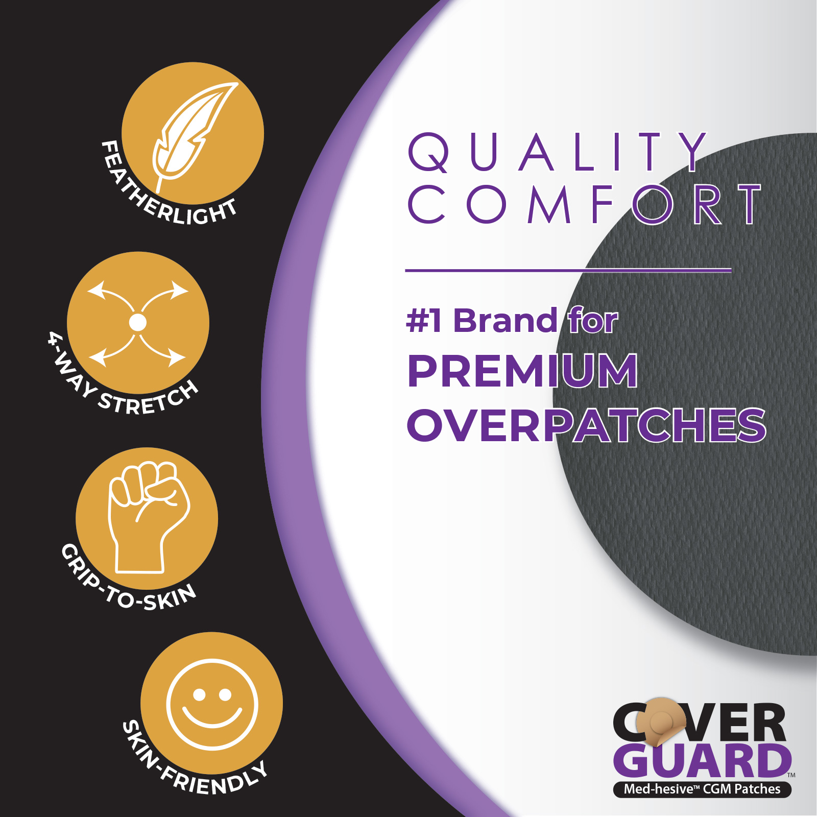 CoverGuard Overpatches for Dexcom G7 | 25 Ct Black | Premium Waterproof CGM Covers | Latex-Free | Anti-Fray | Easy Application & Removal | Sensor Protection