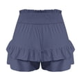 thumbnail image 7 of Lroveb Shorts for Women 2024 Summer High Waisted Ruffle Shorts Floral Pleated Hem Casual Pants Flowy Beach Shorts Navy, 7 of 7