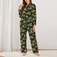 thumbnail image 3 of Wukai Light Green Excavator Print Women's Pajama Set - Soft Long Sleeve Sleepwear for Comfort and Style-XX-Large, 3 of 9