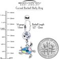 thumbnail image 3 of Body Candy Womens 14G 316L Stainless Steel Navel Ring Piercing Glitter Turtle Sea Turtle Mens Dangle Belly Button Ring, 3 of 3