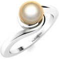 thumbnail image 2 of Fresh Water Gold Pearl 925 Sterling Silver Ring Handmade Mother Pearl Ring Engagement Band Women Gifts for Special Occasions Gold 12, 2 of 2