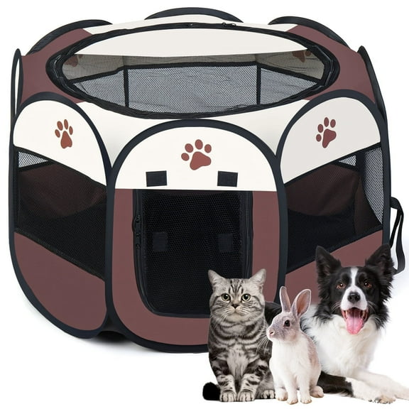 Large Dog Pet Cat Playpen Tent Portable Exercise Fence Kennel Cage Oxford Crate