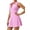 Pink, variant on Women's Zip Front Tennis Dress with Collar, Racerback Workout Golf Dress Built-in Shorts Pockets Black XL