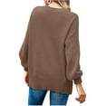 thumbnail image 3 of Fall Winter Crewneck Women Casual Knit Sweater Ribbed Side Slit Loose Pullover, 3 of 5