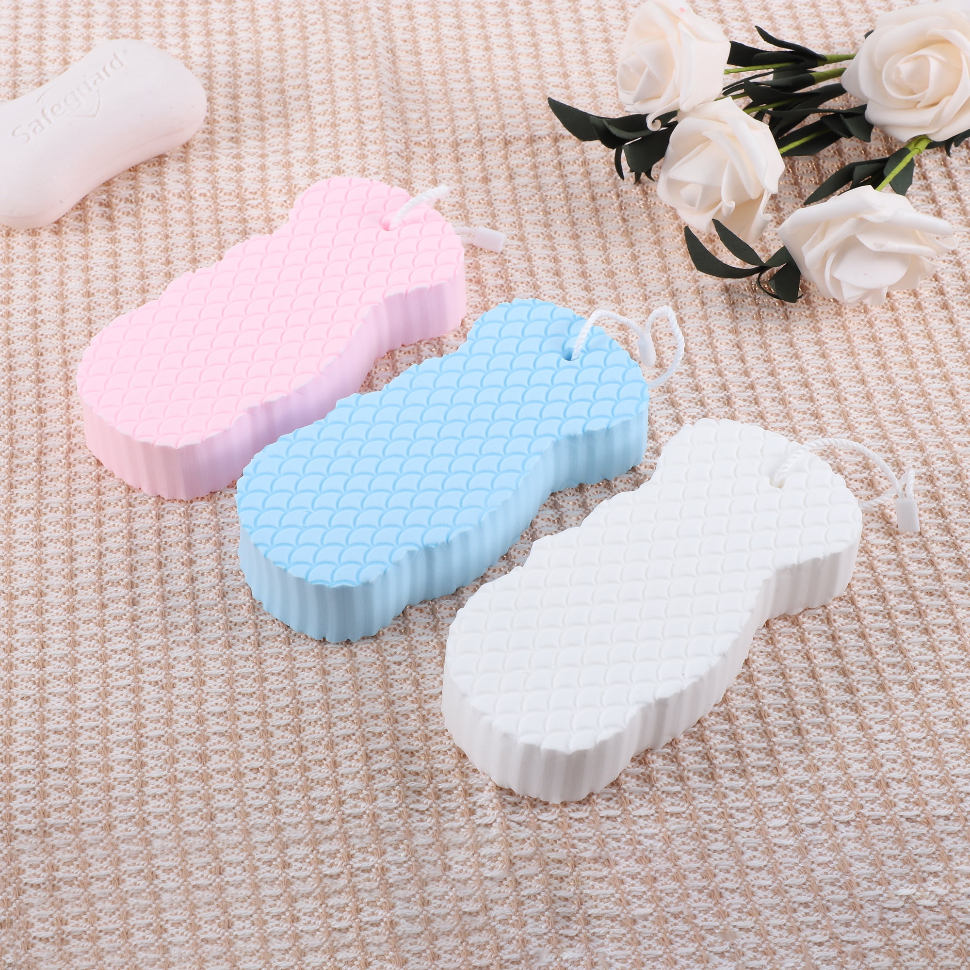 Unique Bargains 1pc Bath Shower Loofah Sponge for Exfoliating Skin Pink