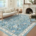 thumbnail image 5 of MJIAexp 6'x9' Moroccan Area Rug Washable Bedroom Rug Vintage Boho Area Rug Non-Slip Accent Throw Rug Stain Resistant Floor Carpet for Kitchen Entryway Living Room Office Floral Blue, 5 of 14